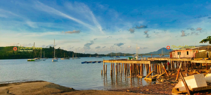 Sunset Over Peaceful Harbor in Thailand