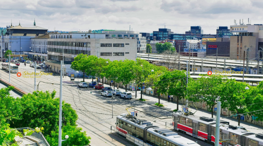 Urban Street with Trams - Brno, Czech Republic