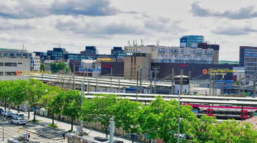 Urban Landscape with Train Station - Brno, Czech Republic