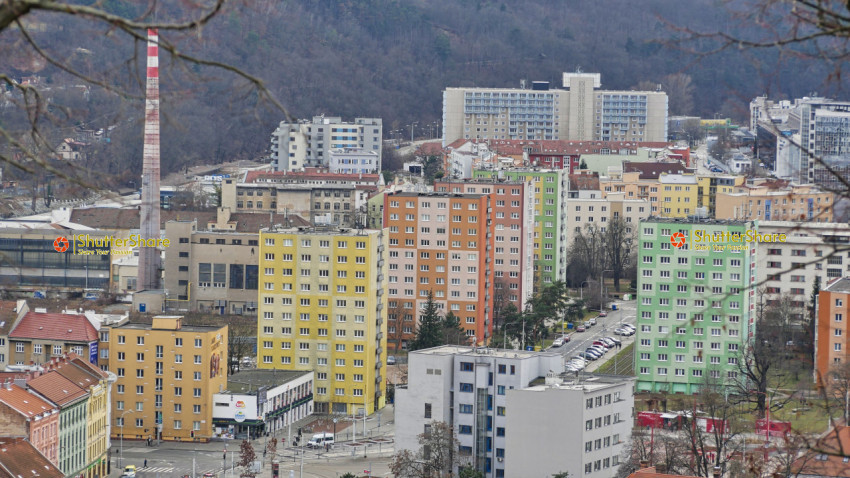 Colorful Cityscape with Industrial Elements