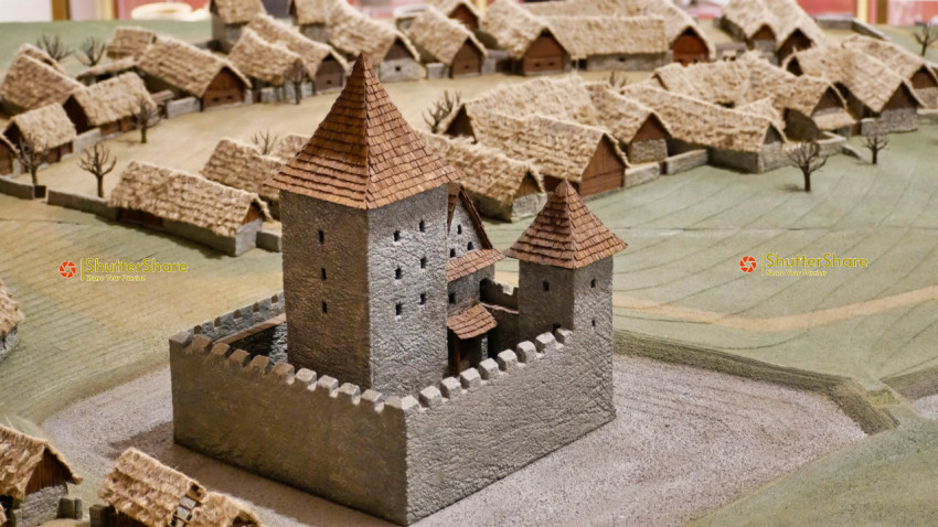 Detailed Model of Medieval Castle and Village in Brno Museum