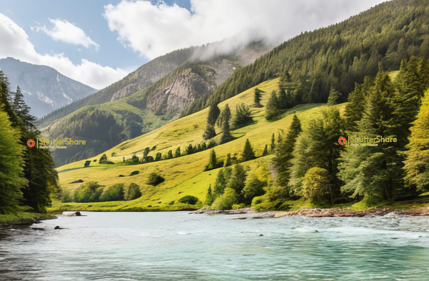 River winding through a lush green valley