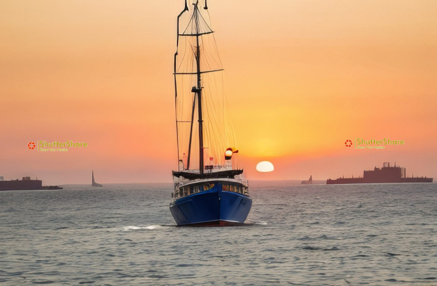 Serene Sunset Sailboat