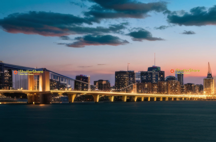 Bridge and Cityscape Twilight