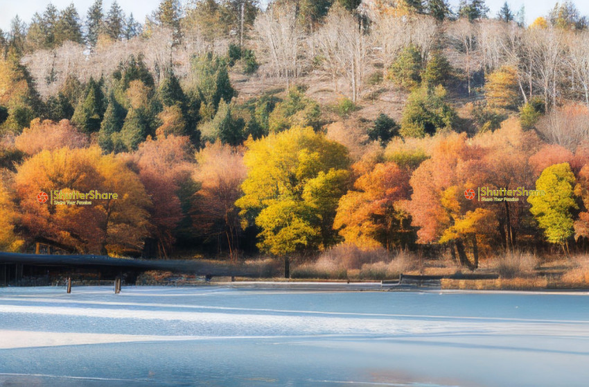 Autumnal Tranquility on a Frozen Lake