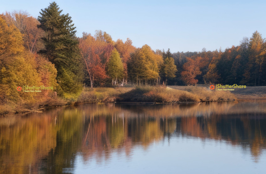 Autumnal Reflections on a Tranquil Lake