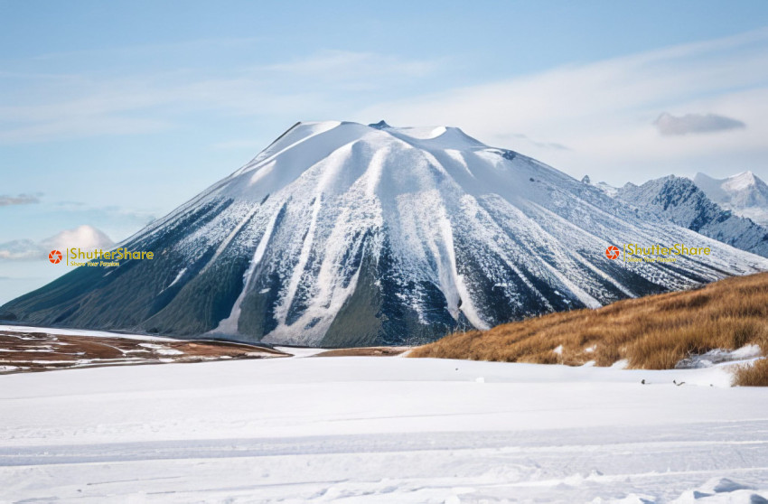 Snow-Capped Volcanic Peak