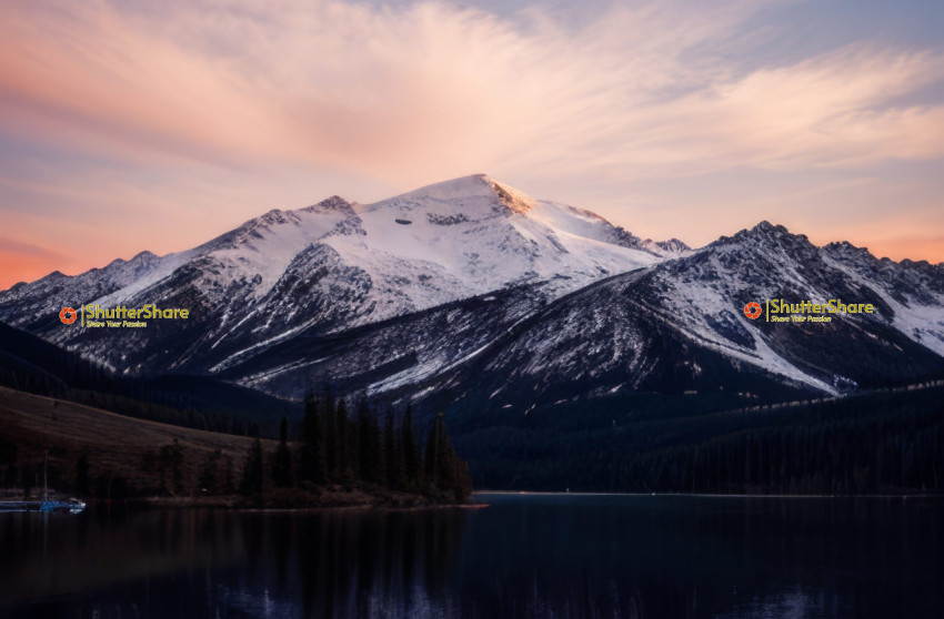 Serene Mountain Lake at Sunset