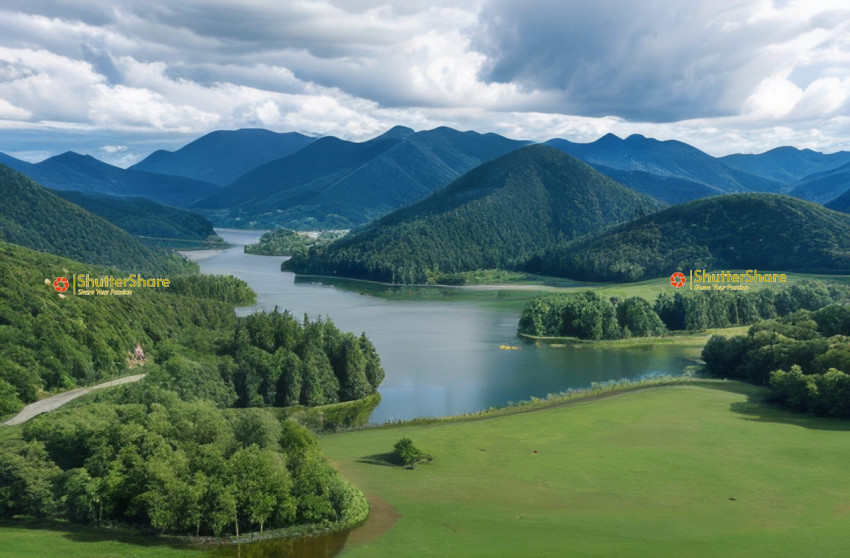 Serene Mountain Lake Panorama