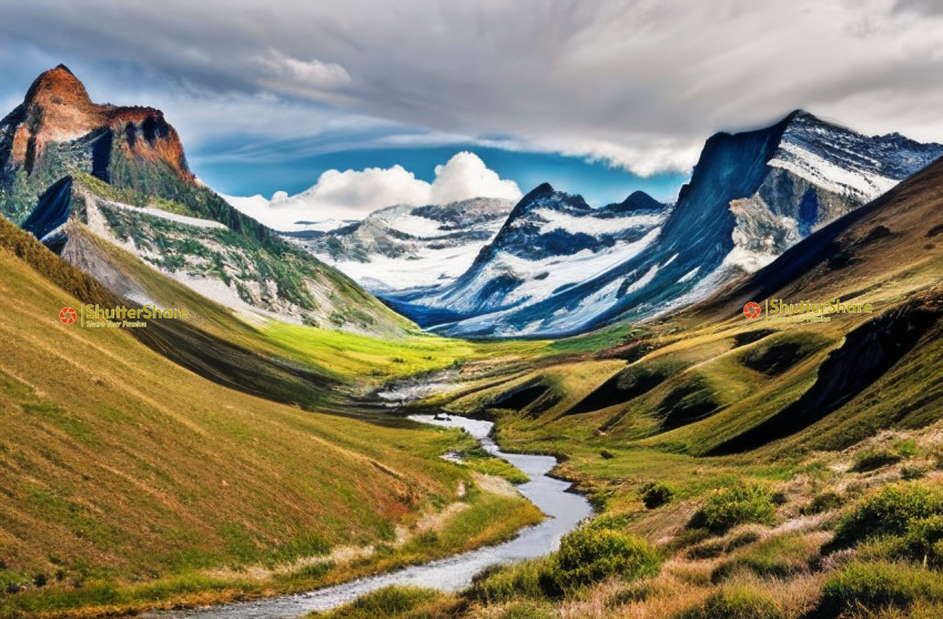 Serene Mountain Valley Panorama