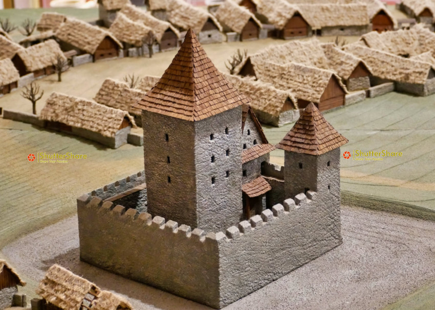 Model of Medieval Castle and Village in Brno Museum