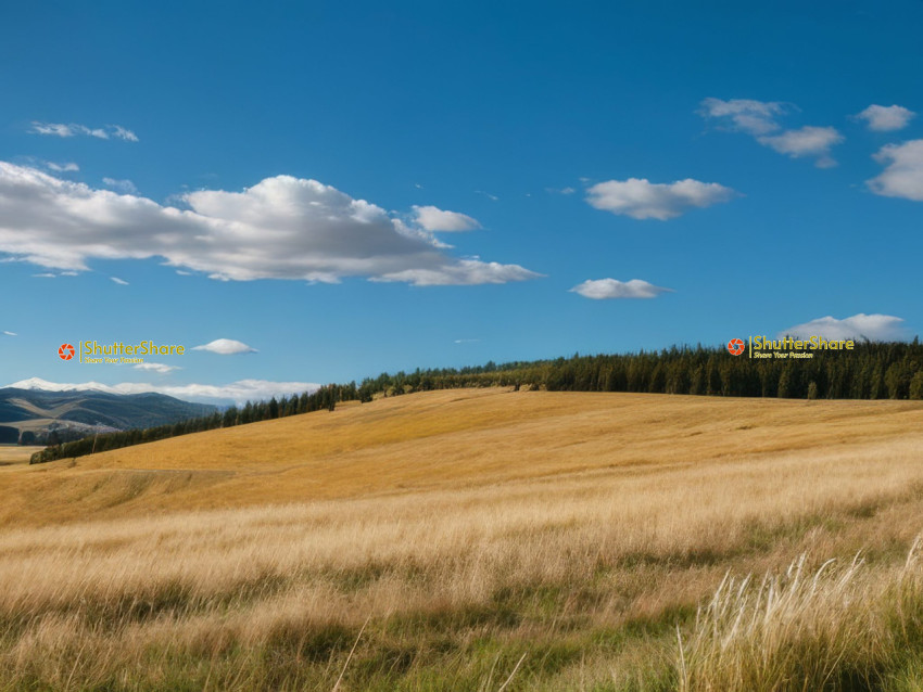 Golden Grasslands Under a Blue Sky