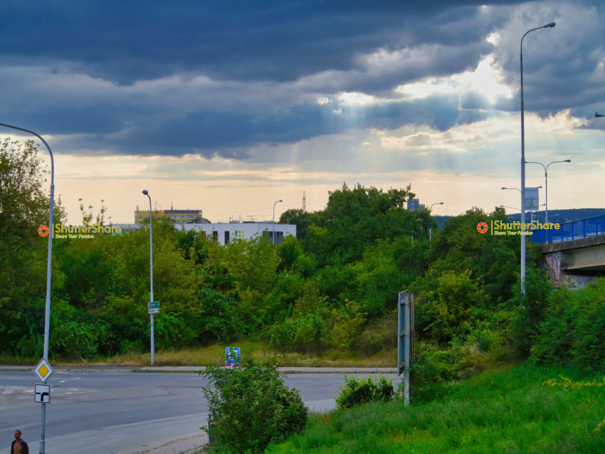 Overcast Urban Landscape with Bridge