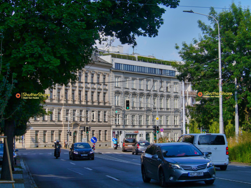 Busy City Street in Brno