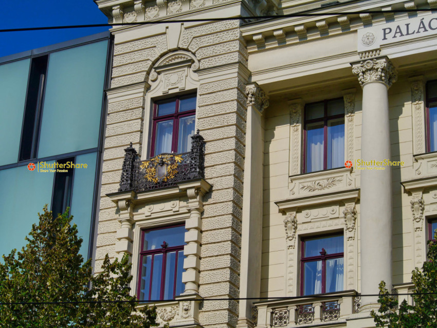 Neoclassical Facade with Modern Contrast