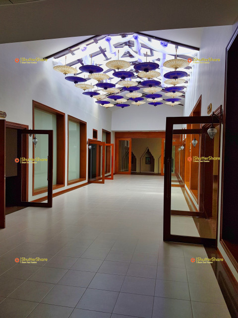 Hallway with Decorative Umbrella Ceiling