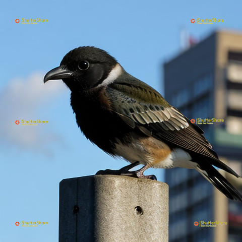 Perched Magpie, Urban Bird