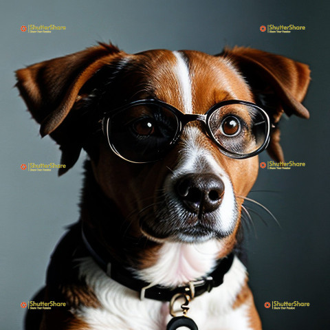 Close-up of a dog wearing glasses