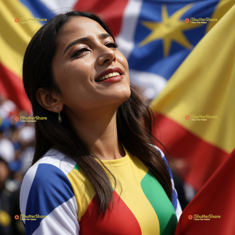 Woman Celebrating Colombian Independence Day