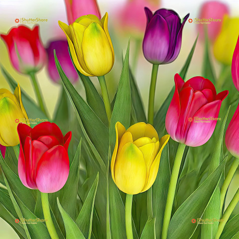 Vibrant Tulips in Full Bloom