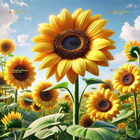 Vibrant Sunflowers in Full Bloom