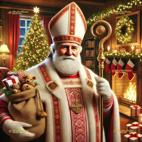 Saint Nicholas in Festive Holiday Setting